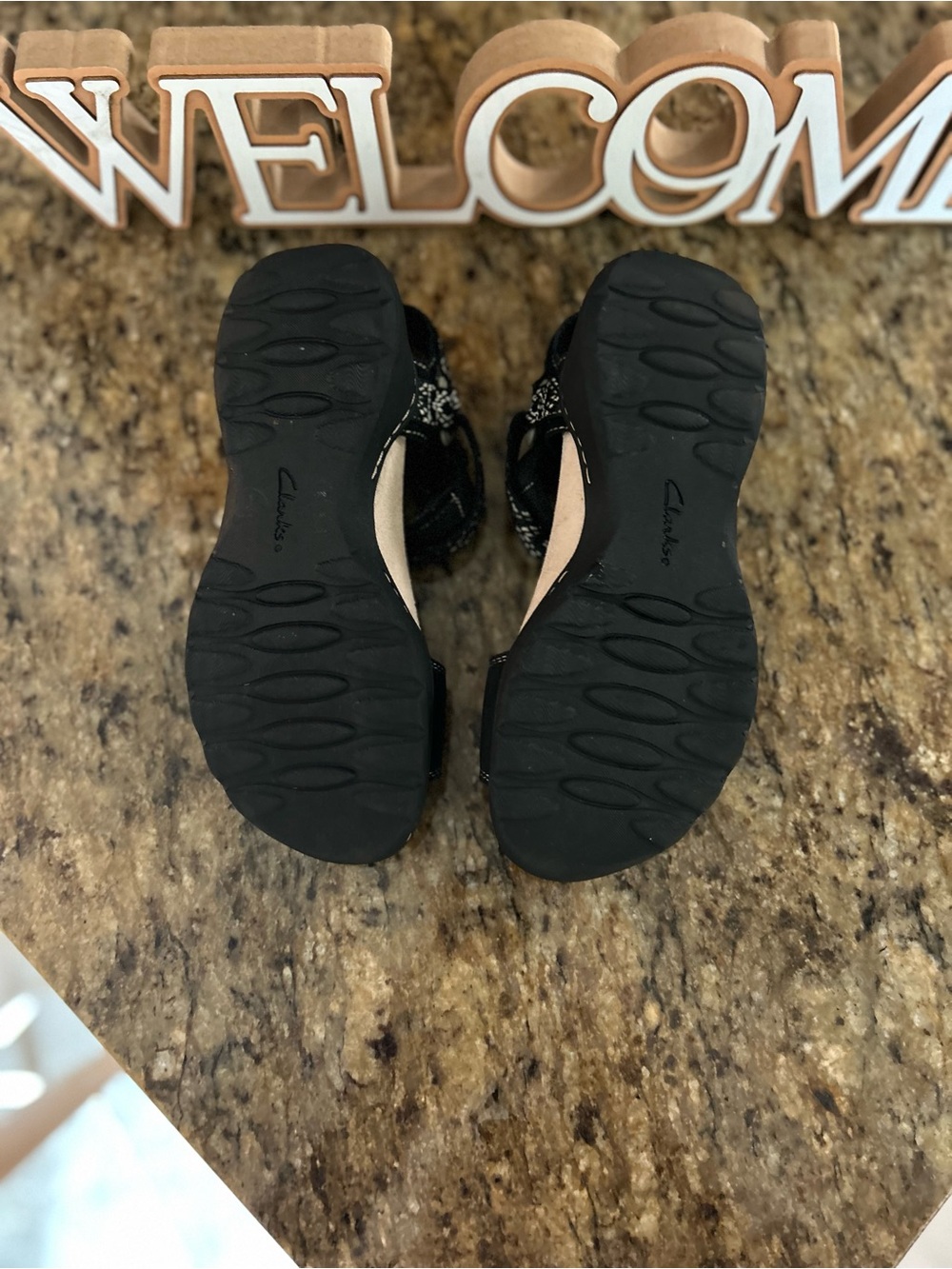 Clarks Black Open-Toe Adjustable Sandals - Picture 7 of 9